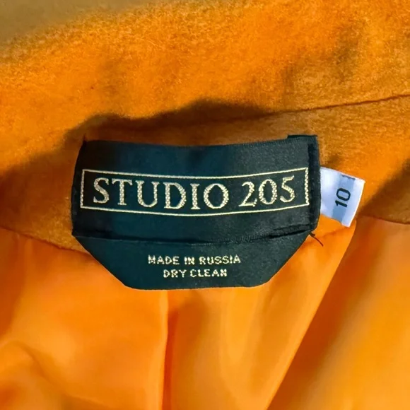 Vintage 90s Vibrant Mustard Yellow Orange Cashmere Wool Oversized Women’s Blazer - Picture 7 of 8